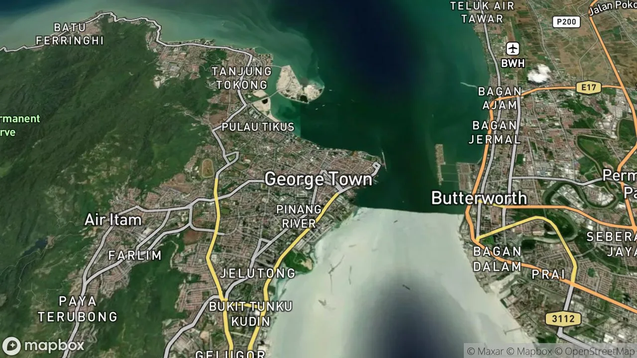 Static map preview centered on George Town, Malesia